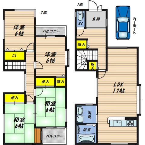都島中通2-8-17戸建の間取り写真