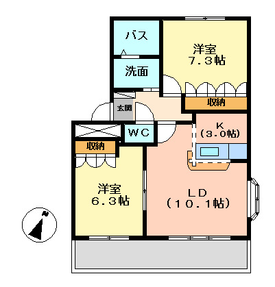 ひたちなか市大字馬渡のアパートの間取り