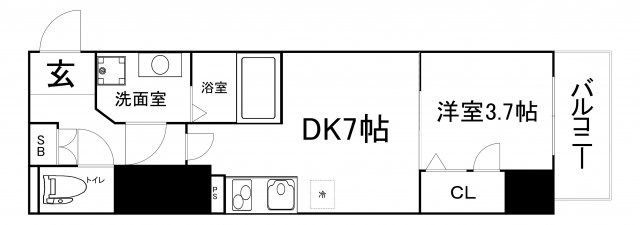 大阪市中央区南新町のマンションの間取り