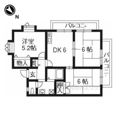 【京都市伏見区深草大亀谷大山町のアパートの間取り】