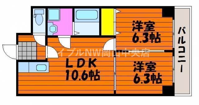 岡山市南区大福のマンションの間取り