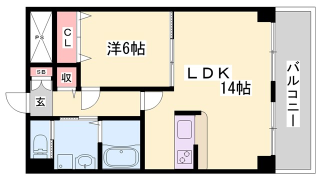 姫路市梅ケ枝町のマンションの間取り