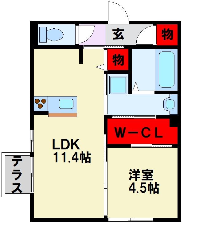 【北九州市八幡西区養福寺町のアパートの間取り】