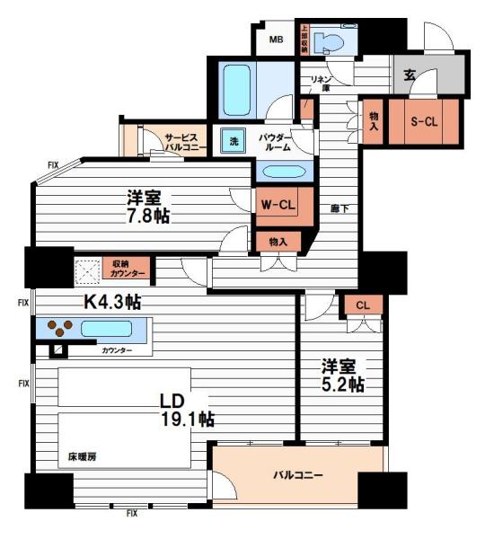 クレヴィアタワー大阪本町の間取り