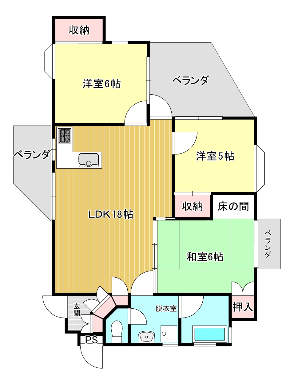 サンハイツ松山の間取り