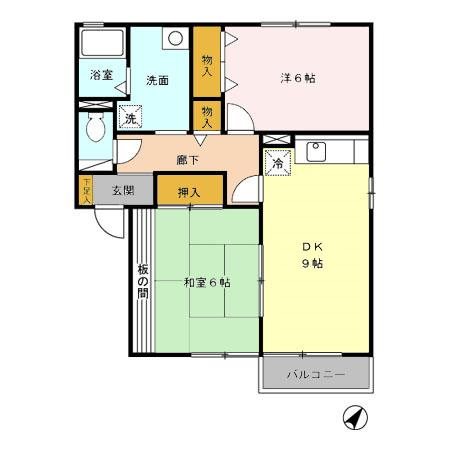 薩摩川内市中郷のアパートの間取り