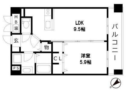 福岡市博多区比恵町のマンションの間取り