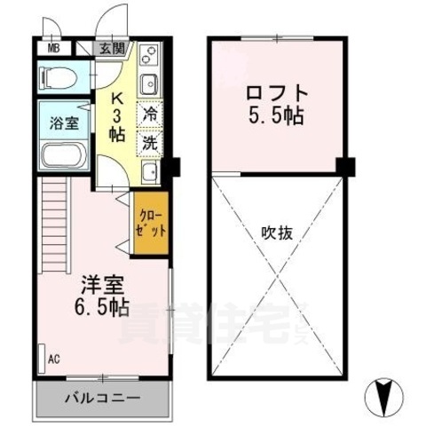 京都市山科区椥辻平田町のマンションの間取り