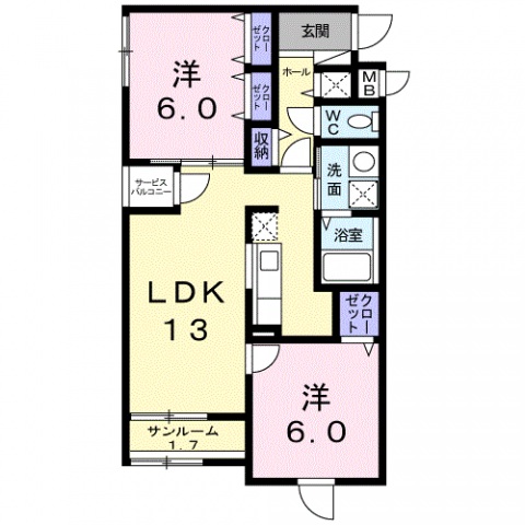 川崎市麻生区岡上のマンションの間取り