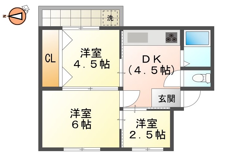 徳島市南佐古三番町のマンションの間取り