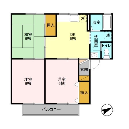 越谷市蒲生のアパートの間取り