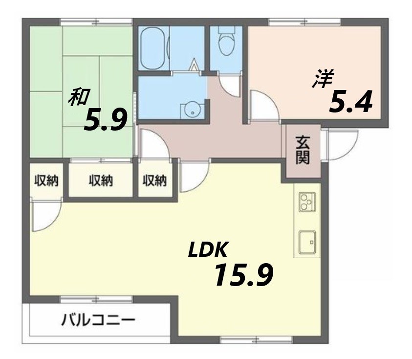 姫路市飾磨区付城のアパートの間取り