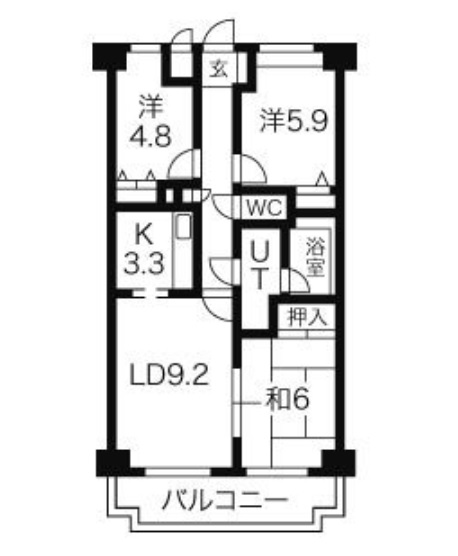 【名古屋市瑞穂区妙音通のマンションの間取り】