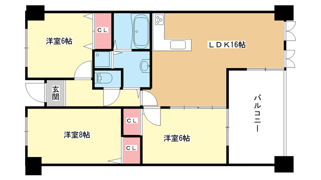 豊中市緑丘のマンションの間取り