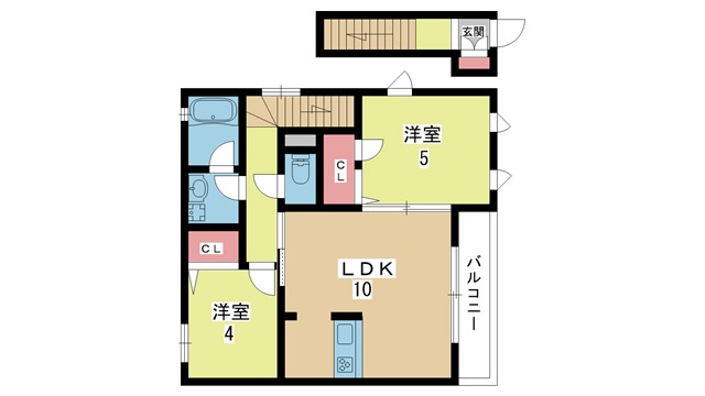 豊中市服部豊町のアパートの間取り