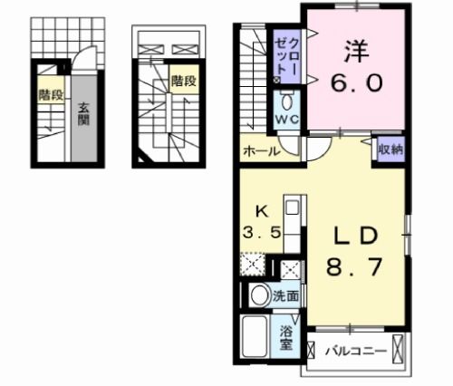 郡山市安積町日出山のアパートの間取り