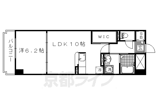 京都市上京区西辰巳町のマンションの間取り