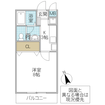 【水戸市千波町のマンションの間取り】