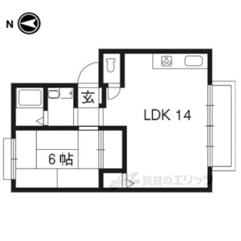 【京都市山科区日ノ岡ホッパラ町のアパートの間取り】