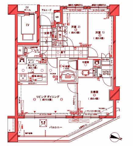 【横浜市緑区三保町のマンションの間取り】