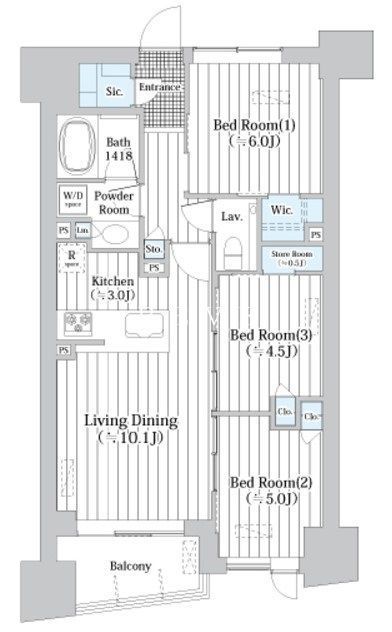 中央区新川のマンションの間取り