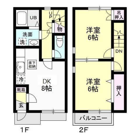 笠間市吉岡のアパートの間取り