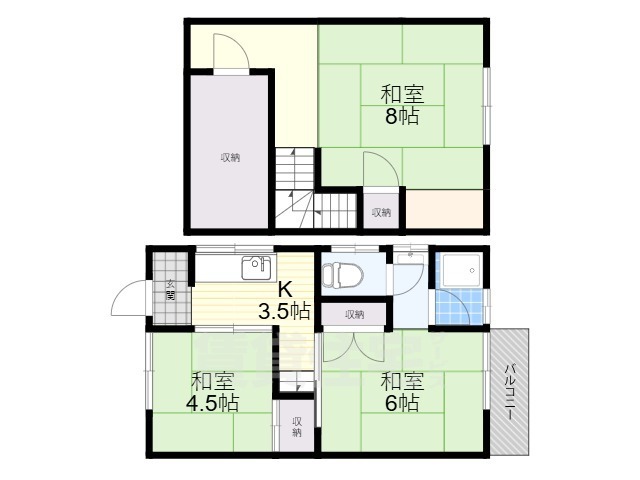 門真市野里町のアパートの間取り