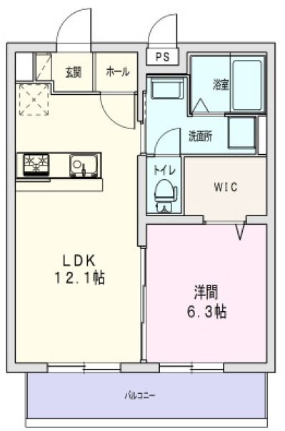 菊川市堀之内のマンションの間取り