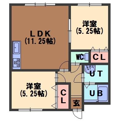 亀田郡七飯町大中山のアパートの間取り