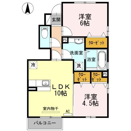 D－ｒｏｏｍ二口の間取り