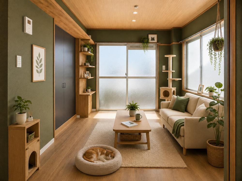 建物外観　家具と猫ちゃんはイメージです。