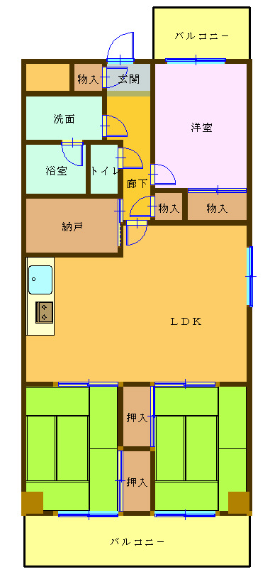 呉市中通のマンションの間取り