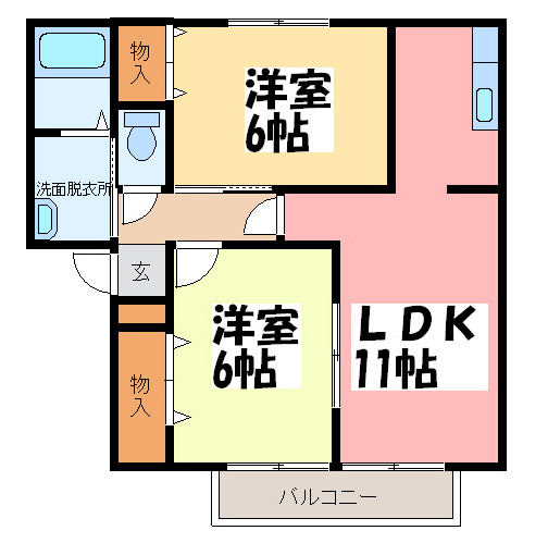 菊池郡大津町大字引水のアパートの間取り