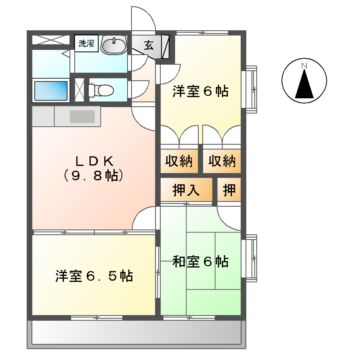 松阪市駅部田町のマンションの間取り