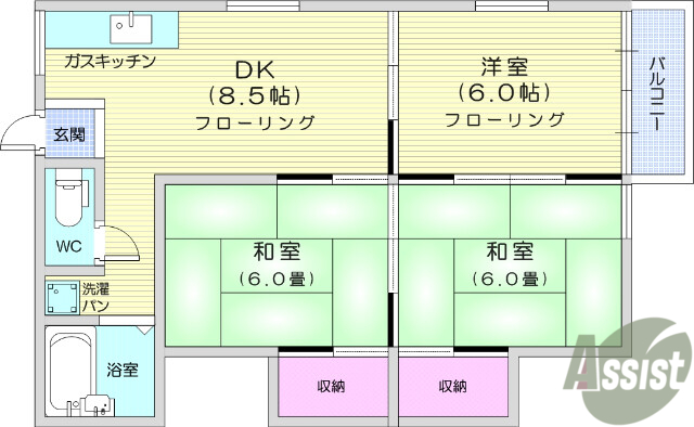 多賀城市大代のアパートの間取り