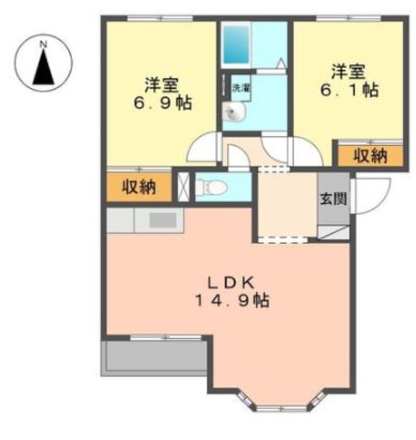 【倉敷市玉島阿賀崎のアパートの間取り】