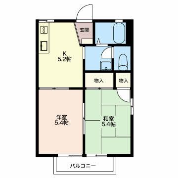 蒲郡市形原町のアパートの間取り