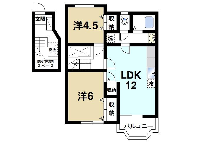 桜井市大字東新堂のアパートの間取り