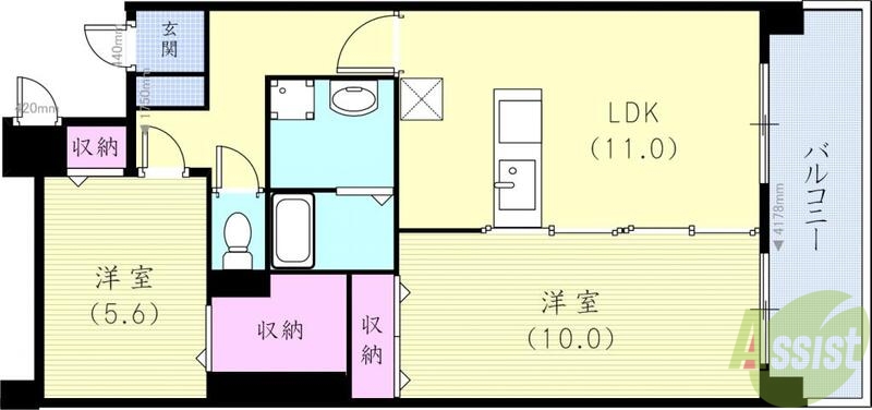 神戸市北区谷上東町のマンションの間取り