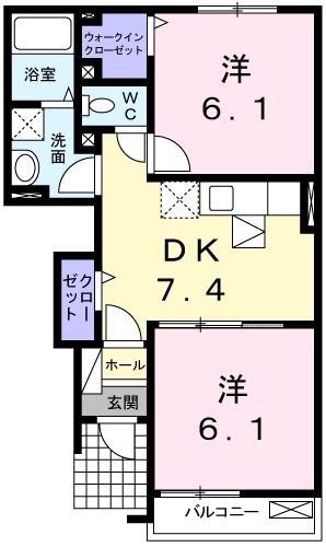 揖保郡太子町馬場のアパートの間取り