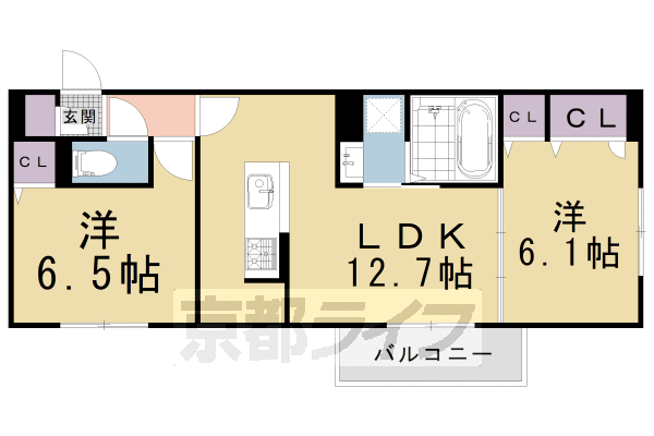 Ｄ－ＲＯＯＭ　一乗寺の間取り