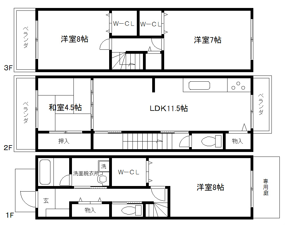 カッシーヤ泉涌寺　Aの間取り