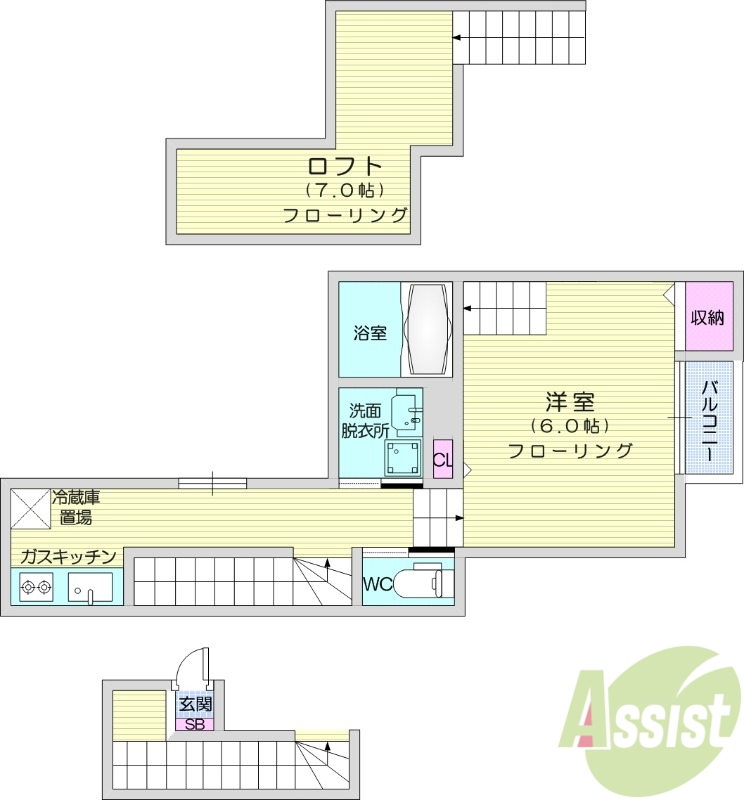 仙台市太白区八本松のアパートの間取り