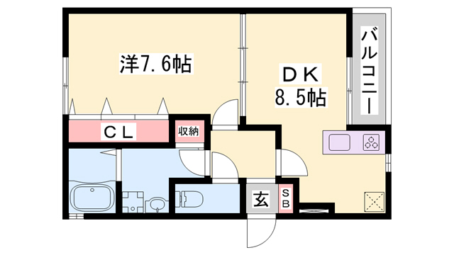 明石市大久保町谷八木のアパートの間取り