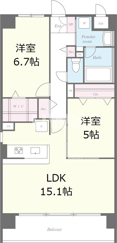 京都市山科区西野山中鳥井町のマンションの間取り