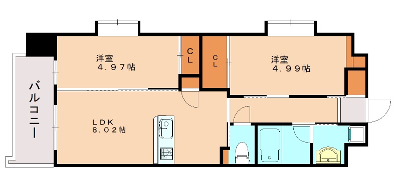 北九州市小倉北区上到津のマンションの間取り