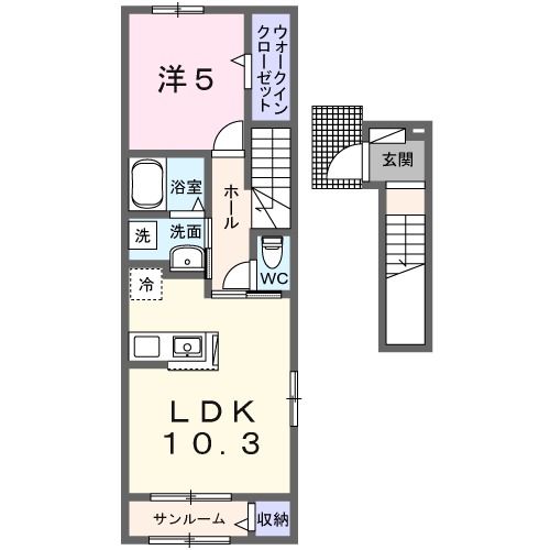 龍ケ崎市若柴町のアパートの間取り