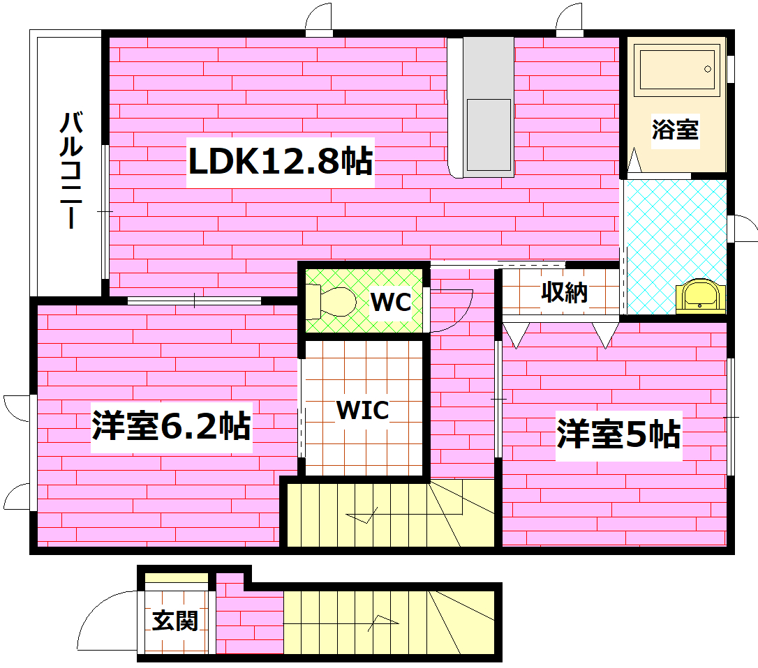 安芸郡海田町稲葉のアパートの間取り