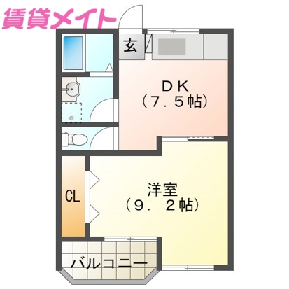 鈴鹿市大池のアパートの間取り