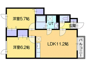 北広島市東共栄のアパートの間取り